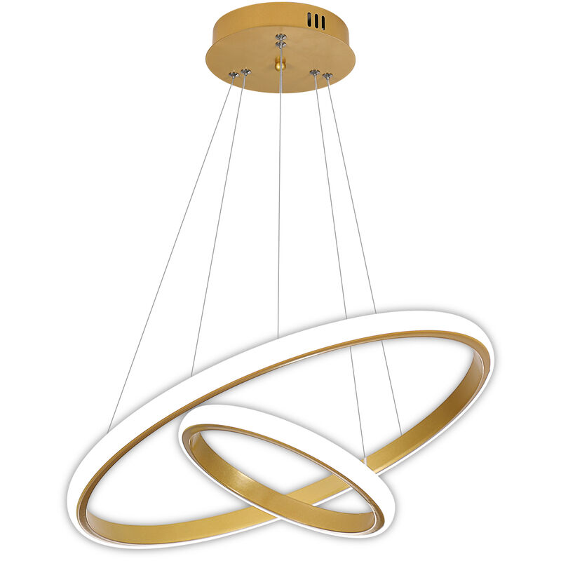 Aiskdan Moderne LED-Pendelleuchte Design zwei 30W für Weißes Esstisch Gold Licht höhenverstellbaren mit Rund Ringen 6000K