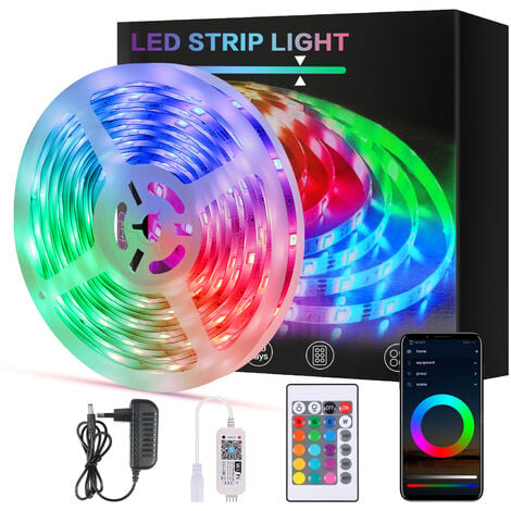 LE led strip，5m RGB Streifen，Licherkette Leiste Set mit 300 LEDs  5050，Mehrfarbig LED Bunt Lichtband mit Zubehör deko Beleuchtung