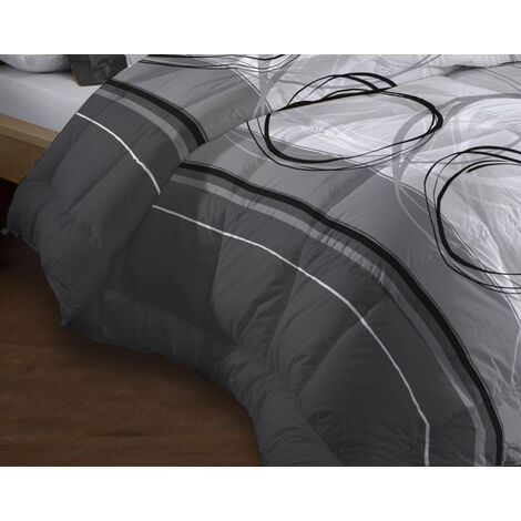 Couette microfibre 220x240 - Imprimée double-face - 550 grs/m2 - Roue libre gris