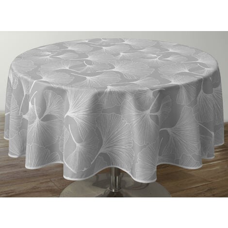 Nappe Anti-taches Biloba gris - Ronde 160 cm