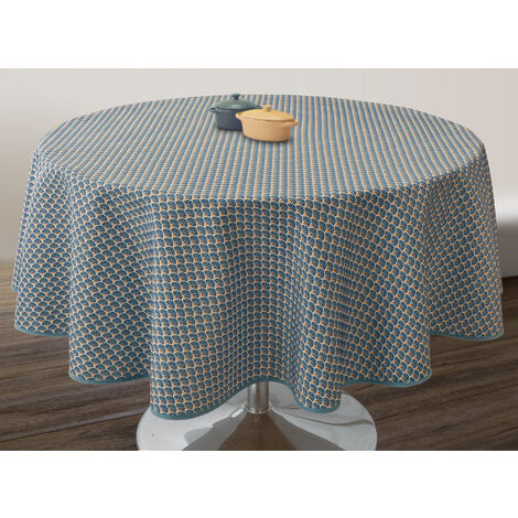 Nappe Anti-taches Paon bleu foncé - Ovale 150 x 240 cm