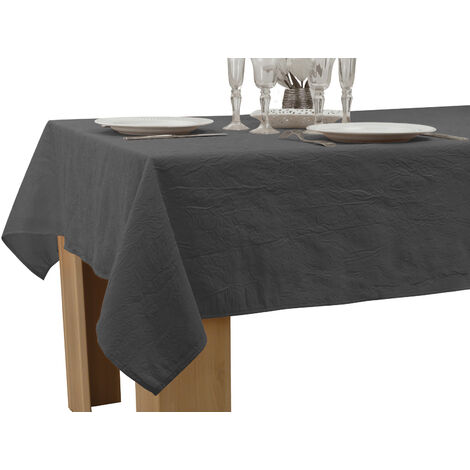 Nappe Anti-taches Froissée Gris anthracite - Rectangle 150 x 300 cm
