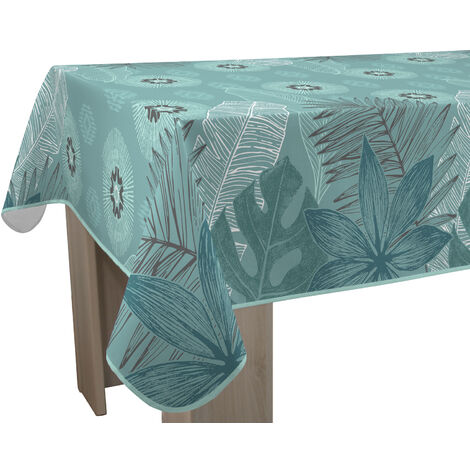 Nappe Bulgomme Imprimée Jungle - Au métre - 140 x 250 cm - bleu .