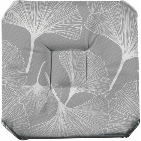 Galette de chaise anti-taches à rabats Biloba gris