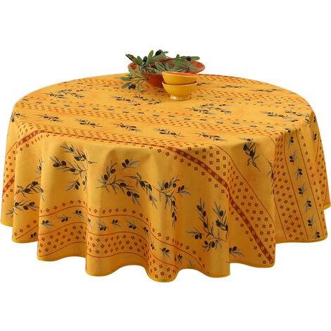 Nappe Anti-taches Olivettes Jaune - Ovale 150 x 240 cm