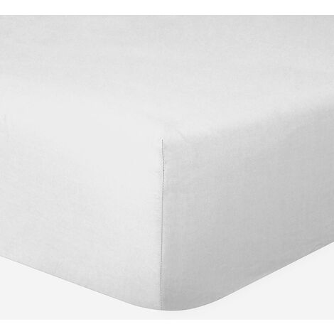 Drap-housse 100% coton 57 Fils Blanc - 180 x 200 cm - Bonnet 30 cm