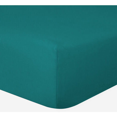 Drap-housse 100% Coton 57 Fils Vert Turquoise - 180 x 200 cm - Bonnet 30 cm