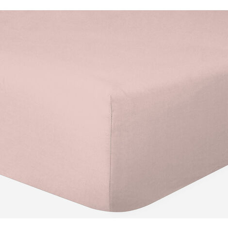Drap-housse 100% Coton 57 Fils Rose Poudré - 90 x 190 cm - Bonnet 30 cm
