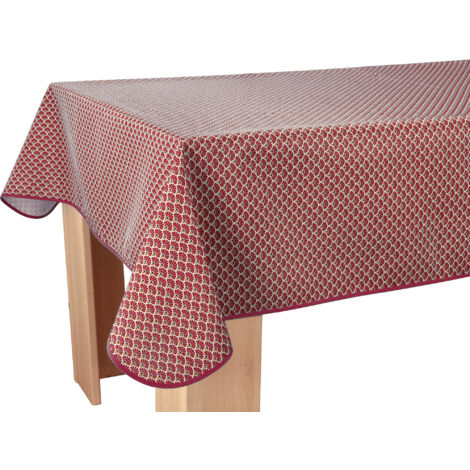 Nappe Anti-taches Paon bordeaux - Carrée 150 x 150 cm
