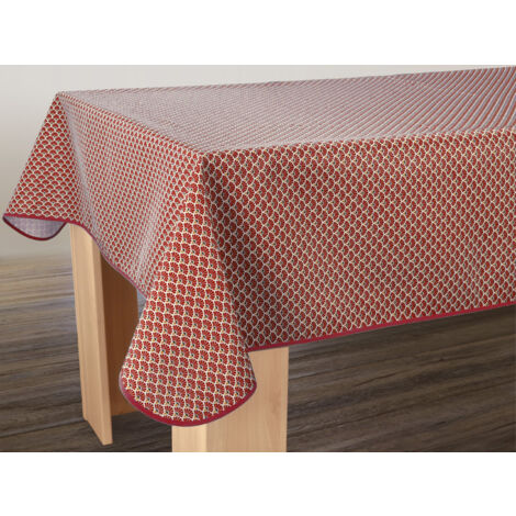 Nappe Anti-taches Paon bordeaux - Carrée 150 x 150 cm