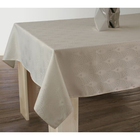 Nappe Anti-taches Damassée Ecru - Rectangle 150 x 300 cm