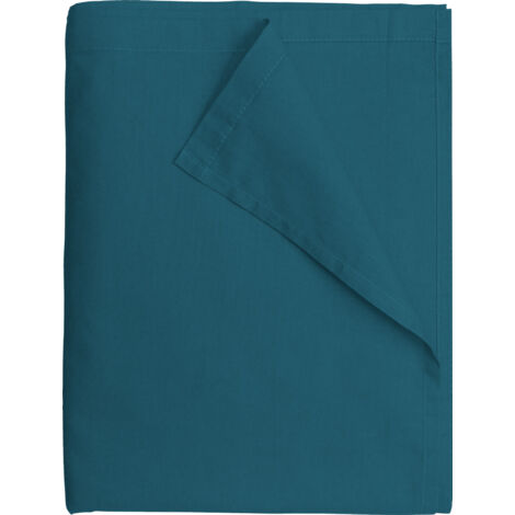Drap Plat 240x300 cm Bleu foncé - 100% coton 57 Fils