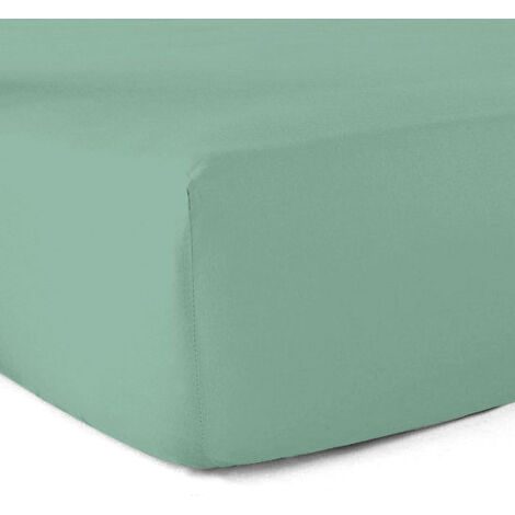 Drap-housse 100% coton 57 Fils Vert tilleul 180 x 200 cm - Bonnet 30 cm