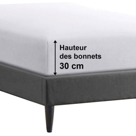 Drap-housse 100% coton 57 Fils Bleu turquoise 140 x 190 cm - Bonnet 30 cm