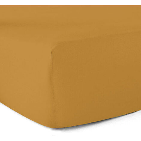 Drap-housse 100% coton 57 Fils Safran 140 x 190 cm - Bonnet 30 cm