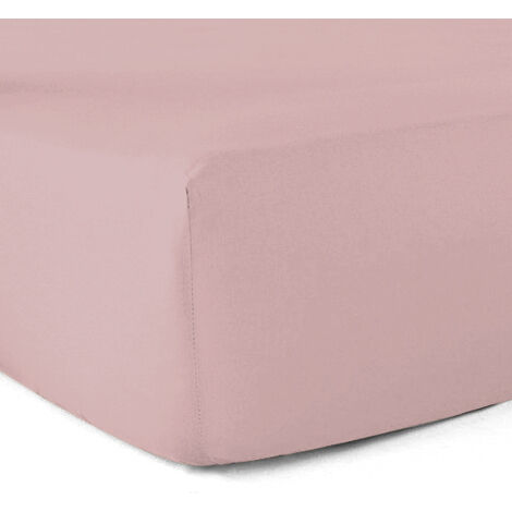 Drap-housse 100% coton 57 Fils Rose poudré 120 x 190 cm - Bonnet 30 cm