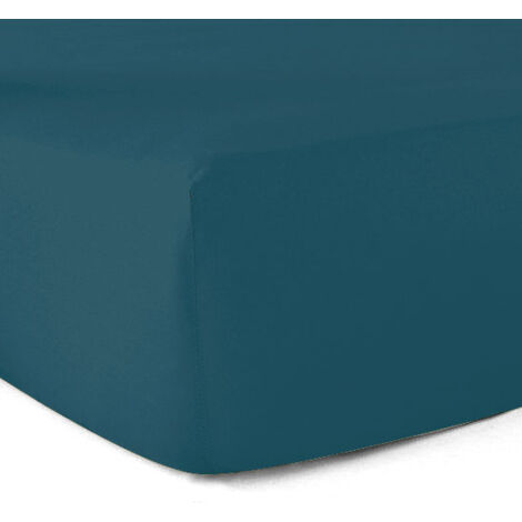 Drap-housse 100% coton 57 Fils Bleu foncé 120 x 190 cm - Bonnet 30 cm