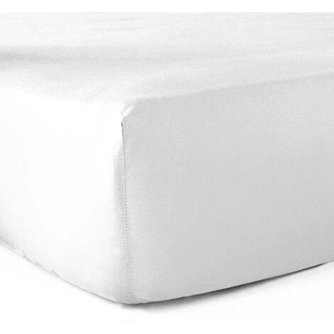 Drap-housse 100% coton 57 Fils Blanc 120 x 190 cm - Bonnet 30 cm