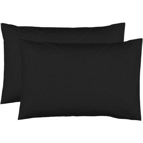 2 Taies d'oreiller 50 x 70 cm - Noir - 100% coton 57 Fils