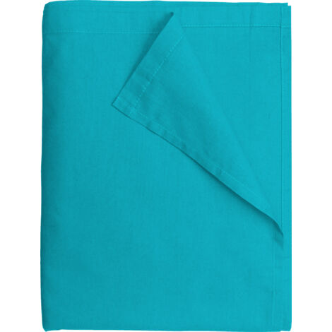 Drap Plat 240x300 cm Bleu turquoise - 100% coton 57 Fils