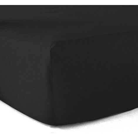 Drap-housse 100% coton 57 Fils Noir - 80 x 200 cm - Bonnet 30 cm