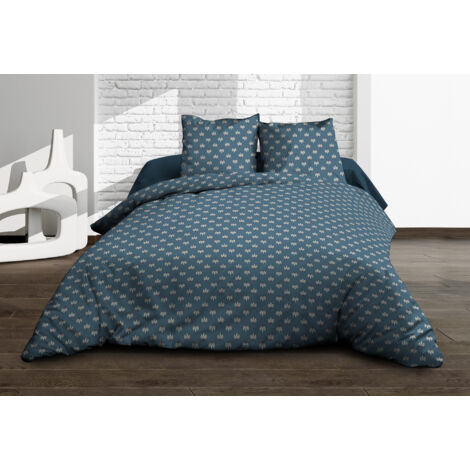 Housse de couette 220x240 + 2 taies - Pur coton 57 fils - Alya