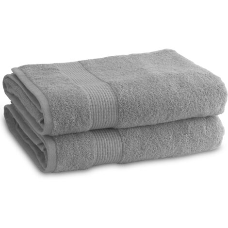 Lot de 2 Draps de Bain 90 x 150 cm - 100% Coton - 450 gr/m2 - Gris (1/3)
