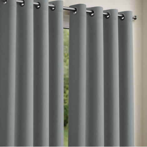 Lot de 2 Rideaux obscurcissants 135 x 240 cm Gris moyen