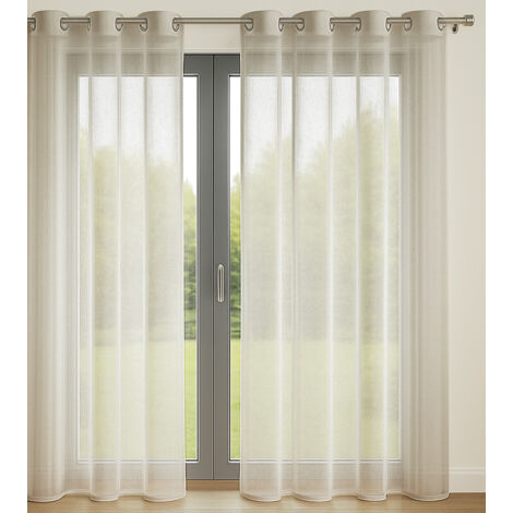 Lot de 2 Voilages 140 x 240 cm Ficelle