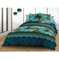 Parure Drap plat + drap-housse 160x200 + 2 T - Pur coton 57 fils - Paraiso
