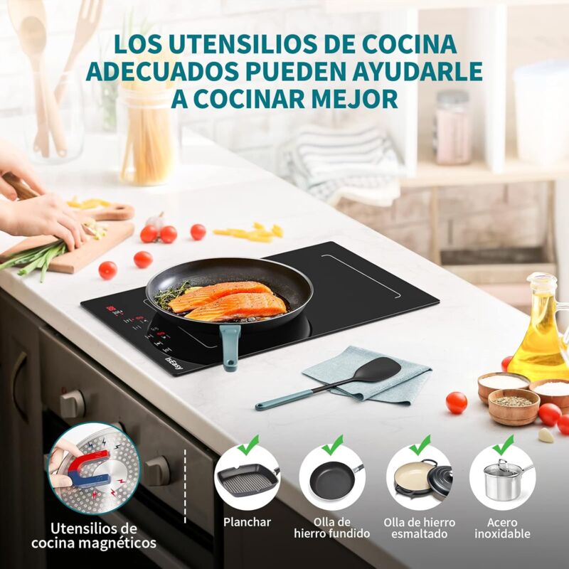 IsEasy 60cm Placa de Gas, 3 Fuegos de gas Cocina Empotrada, Gas