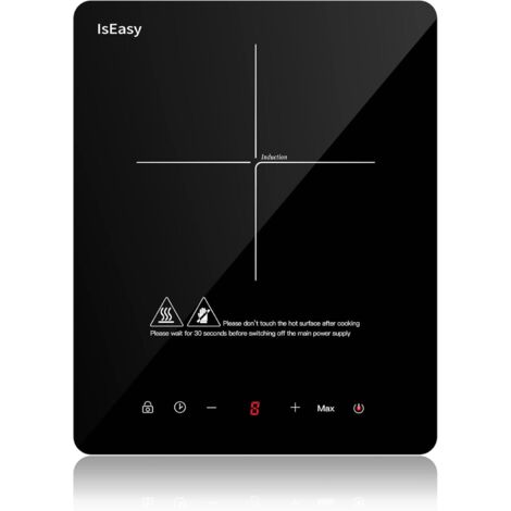 IsEasy portátil Placa de inducción de una zona 2100 W Control táctil,Temporizador Negra