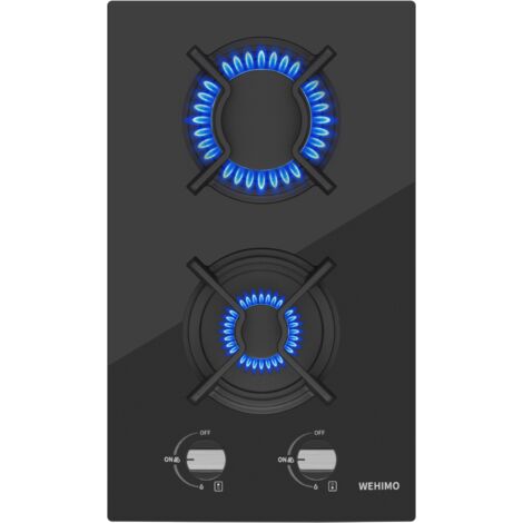 WEHIMO Placa de gas de 2 Quemadores 31cm–Gas Natural/Propano-2 fuegos