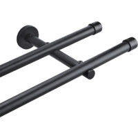 Barra de cortina de doble barra Ø 20 mm de diámetro, Negro - 360cm