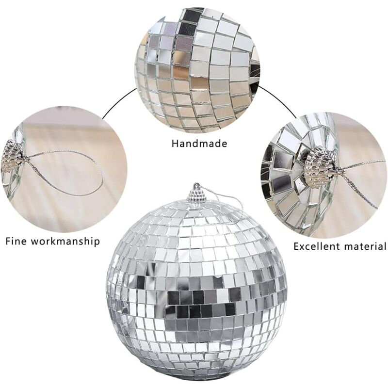 Boules à Facettes Argentées - Lot De 6 (4/5/6/7 Cm) Pour Décoration Fête, Mariage, Noël, Scène - 9