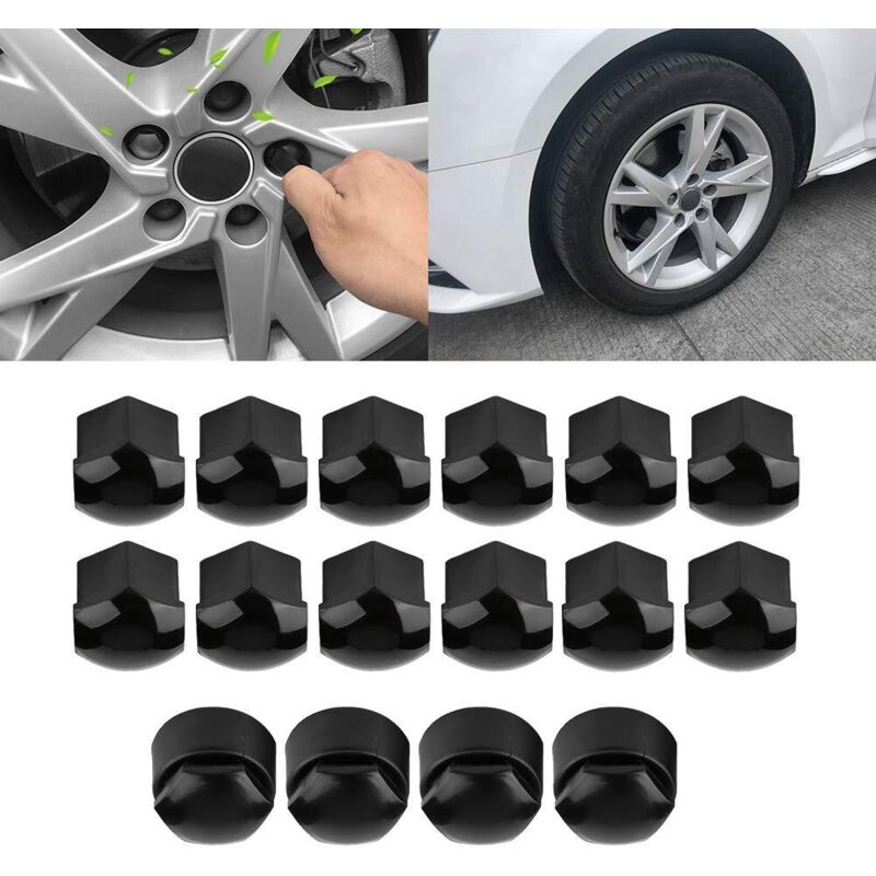 20x Capuchon Pour Vis Enjoliveur De Voiture, Bouchons Cache éCrou, Couvre Boulons De Roue, DéCoration De Boulon, Capuchons Protection Hexagonal Pour éCrous De Roue, Avec Outil Demontage (Rouge-17mm