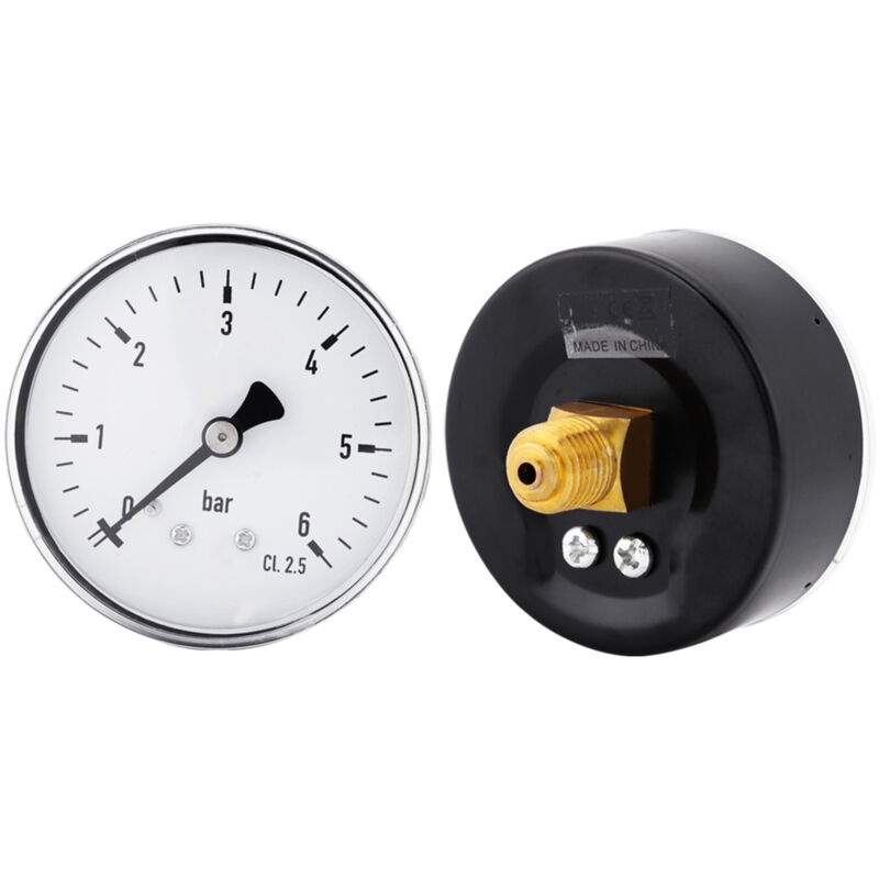 Manomètre, 1/4 "NPT Manomètre Hydraulique Pneumatique 0-6 Bar Manomètre
