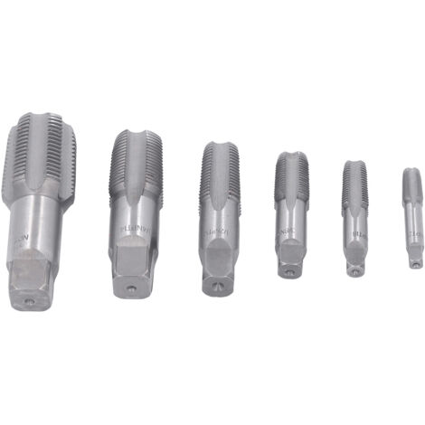 6 pièces robinet de tuyau NPT 1in 3/4in 1/2in 3/8in 1/4in 1/8in Kit d'outils de taraudage de filetage en acier au carbone pour PVC (1/5)