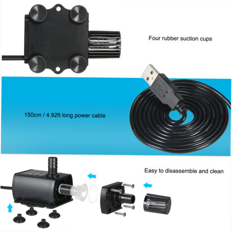 Mini Pompe à Eau Submersible USB - 4-8W - Pour Fontaine, Aquarium, Circuit D'Eau - Compacte Et Étanche