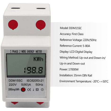 AUN Moniteur D'énergie Monophasé Compteur D'énergie Monophasé Compteur