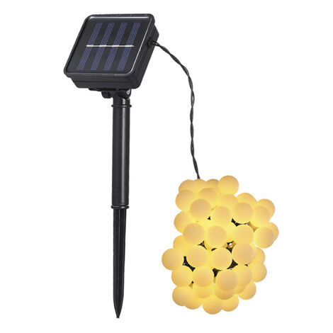 Guirlande lumineuse solaire, 50 LED, IP44 étanche, guirlande lumineuse extérieure pour la décoration de la maison, pour les fêtes, le salon, le jardin et la terrasse, blanc chaud (1/5)