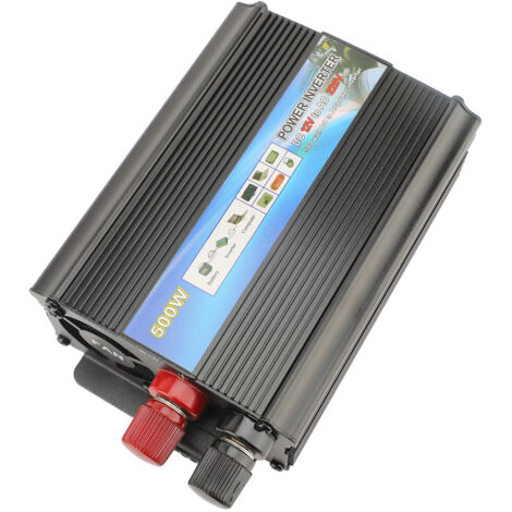 Onduleur de puissance 12V 500W, convertisseur DC à AC en alliage d'aluminium, haute efficacité, pour voiture, usage domestique, prise ue 220V