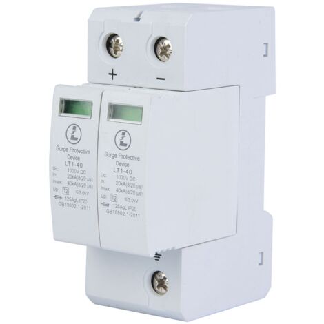 Parafoudre DC, 1000V Surge Protector Ménage Parafoudre photovoltaïque Dispositif de Protection contre les Surtensions (2P 40KA) (1/5)