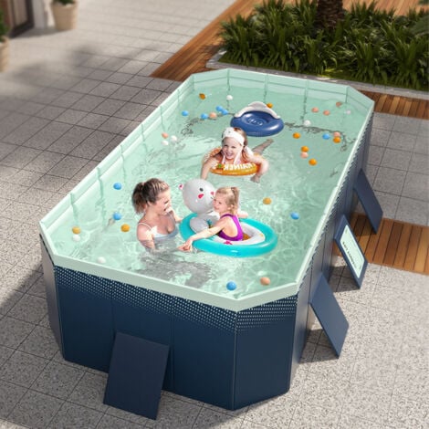 Piscine Hors-sol Autoportante 1.6 m,Piscine Pliable,épaissie et Résistante à l'usure,Convenant Aussi Bien aux Enfants qu'aux Adultes