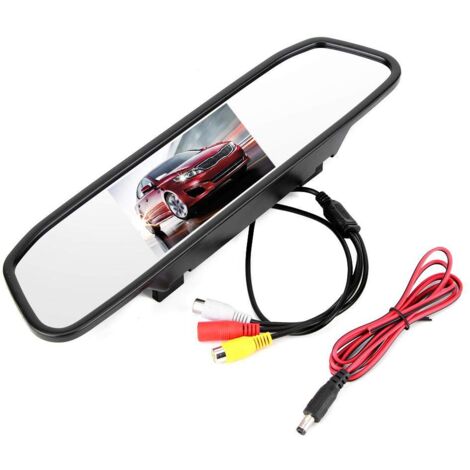 Moniteur de rétroviseur Yctze, moniteur de rétroviseur de voiture 4,3 pouces écran LCD TFT HD 2 canaux entrée vidéo pour moniteur de voiture moniteur de rétroviseur moniteur de voiture 4,3 pouces moni