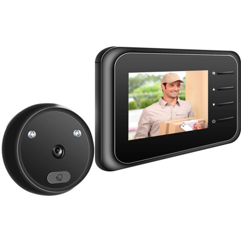 Caméra de porte de porte de porte Péphole avec moniteur sans fil View en direct disponible sur la prise de vue photo de vision nocturne numérique pour la sécurité à domicile (expédiée sans batterie) (1/5)