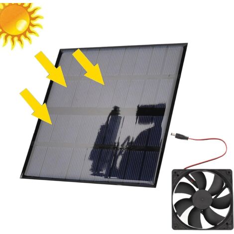 Ventilateur solaire résistant aux intempéries 12 W avec ventilateur CC pour petits poulailler, serres, abris de jardin, maisons pour animaux domestiques, échappement de fenêtre (1/5)