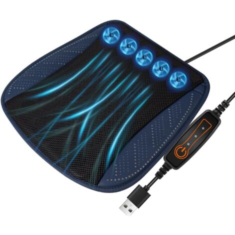 Zoternen Siège De Voiture Tapis De Refroidissement Coussin De Siège Ventilé Coussin De Siège De Voiture Refroidissant pour Un Confort Optimal pour Les Chaises De Voiture Et De Bureau,blue,5x Fans