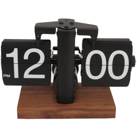 Horloge numérique à bascule Zoternen, rétro, rotation automatique, mécanique, à piles, pour la décoration de la maison, de la chambre ou du bureau, noire (1/5)