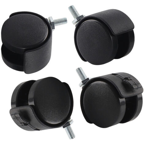 Zoternen Lot de 4 roulettes pivotantes de rechange pour chaise de bureau, en nylon et plastique, avec frein, noires (1/5)